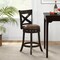 Costway 26'' Swivel Bar Stool Counter Height PU Leather Seat Rubber Wood Legs Footrest